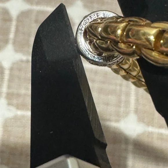 Fope Flexit Eka Bracelet Yellow Gold with White Gold Blue Sapphire Rondel Sz: 17 - Picture 8 of 15